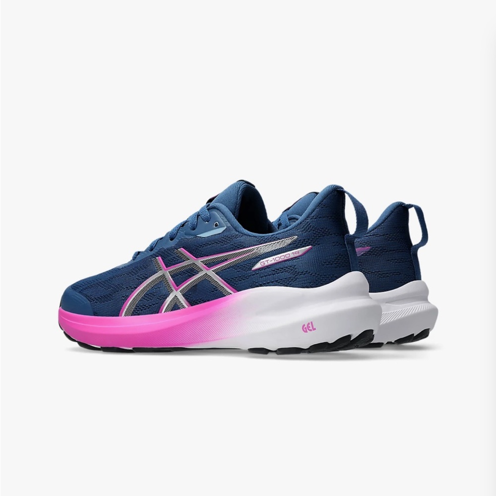 NEW ASICS Women's Navy & Pink Performance Running Shoes GT-1000 14 GRADE SCHOOL - Picture 2 of 8